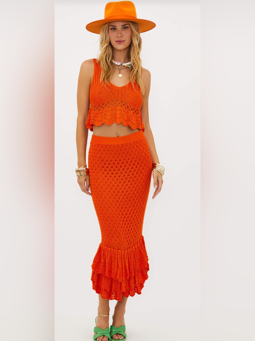 Orange Knit Two Piece Set
